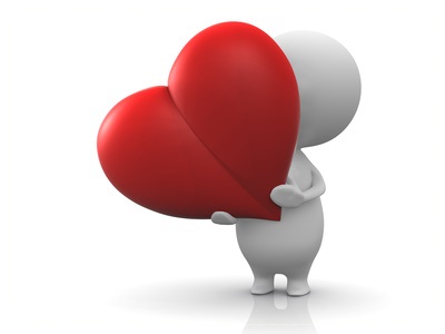 Illustration of a person holds a red heart